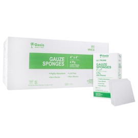 Oasis 4 x 4 inch Gauze Sponges, Lint & Latex Free, 4-Ply Absorbent Non-Woven Non-Sterile Gauze, 1 Case of 2000 (10 Packs of 200)
