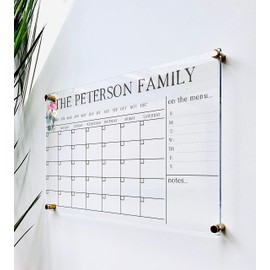 Large Clear Acrylic Monthly Calendar for wall | Dry-Erase Message White Board Calendar Wall Mounted Office Home Family Organization Tools Must Haves School Kids Adult Mom Teen Monthly Weekly ADHD Tool