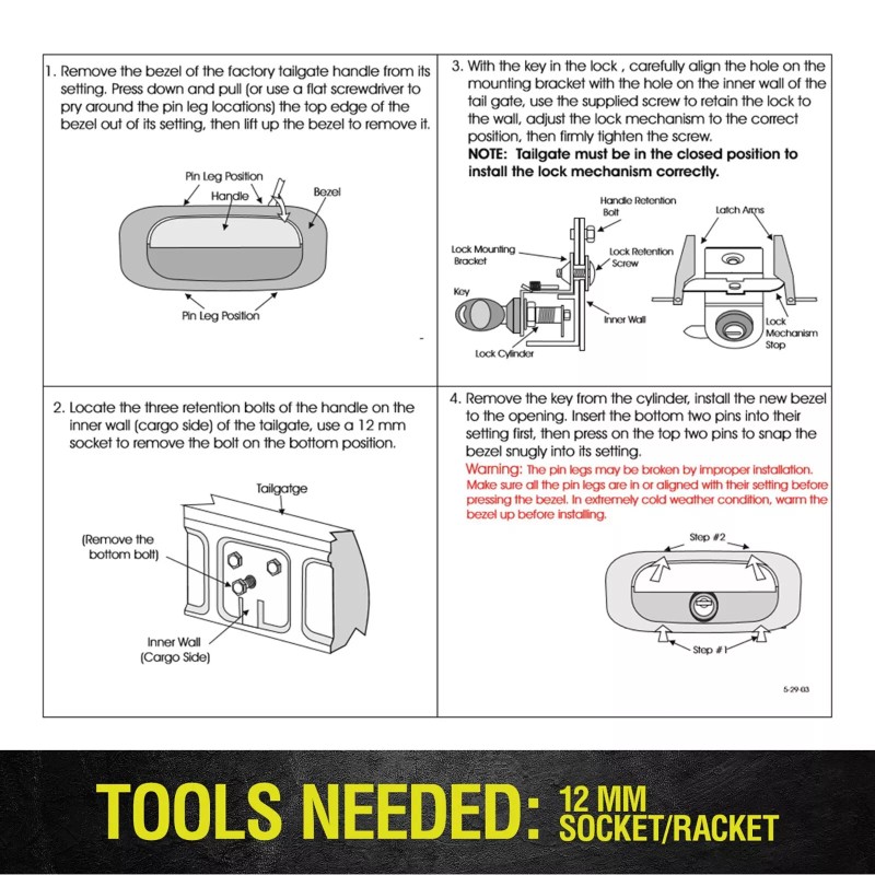 Pilot Automotive Tailgate Lock Handle For 1999-2007 Chevy Silverado GMC