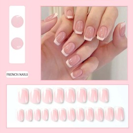 French Nails White Full Set Fake Nails Elegant French Design for Women and Girls 24 Psc