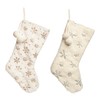Transpac Plush Fuzzy Silver & Gold Snowflake Stocking Set of