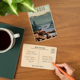 Acadia National Park, Maine, Lithograph (4x6 Birch Wood Postcards, 2-Pack Stationary, Rustic Home Wall Decor)