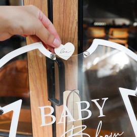 Fonder Mols Onesie Shaped Baby Shower Guest Book for Baby in Bloom Decorations, Wooden Guestbook Alternatives Gender Reveal Decorations Table Centerpiece Arrangement Display for 80 Guests