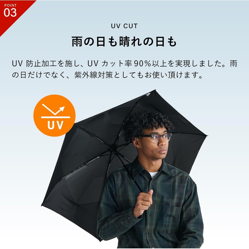 Moon Bat urawaza Folding Umbrella, Solid Color, 3 Seconds Folding
