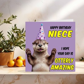 Niece Birthday Card - Otterly Amazing - Funny Otter Birthday Card for Niece