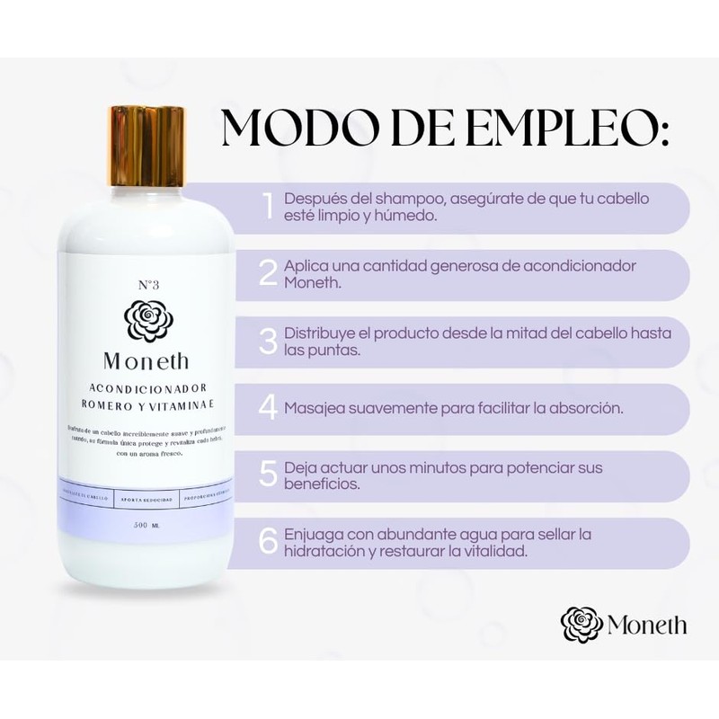 Moneth | Acondicionador | ROMERO Y VITAMINA E | Protege,