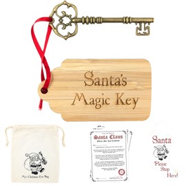 A&M Natural Living Santa Key and Christmas Eve Bag Set, Includes 1 x Santas Magic Key, 1 x Bag, 10 x Letters From Santa and 1 x Stocking Door Hanger, The Perfect Traditional For Kids