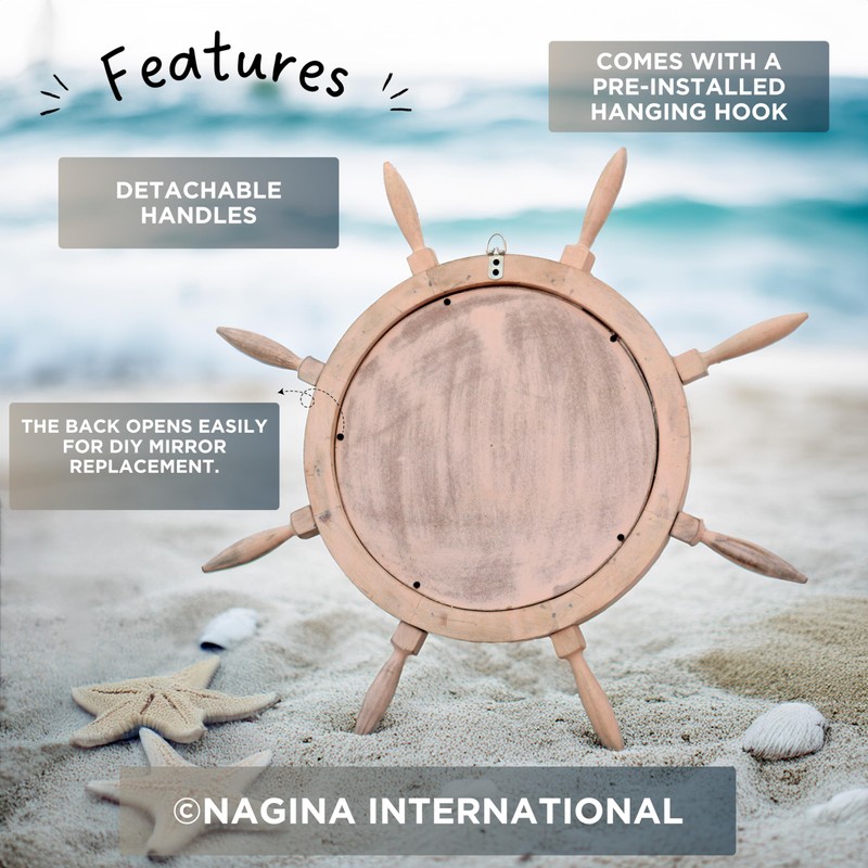 Nagina International Aged Ships Wheel Mirror with Rust Surface and