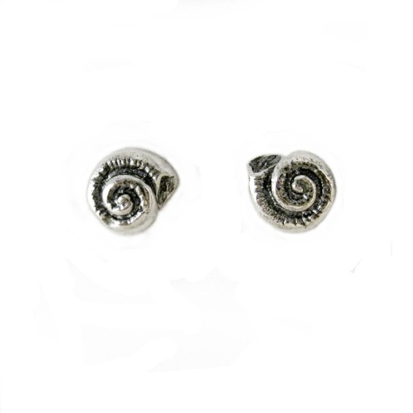 Sterling Silver Scroll Nautilus Shell Stud Post Earrings