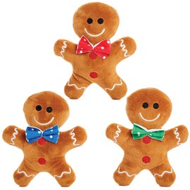 Baker Ross FX333 Gingerbread Man Plush Cuddly Toys - Pack of 3, Christmas Plush Toy, Stuffed Toys for Children, Santa Gifts for Children