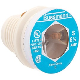 Bussmann S-6-1/4 6-1/4 Amp Type S Time-Delay Dual-Element Plug Fuse Rejection Base, 125V UL Listed, 4-Pack