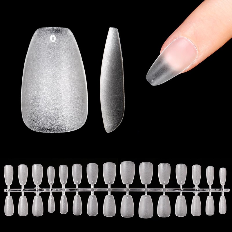Aieenjor Nail Tips, Pack of 480 Short Coffin, Full Cover