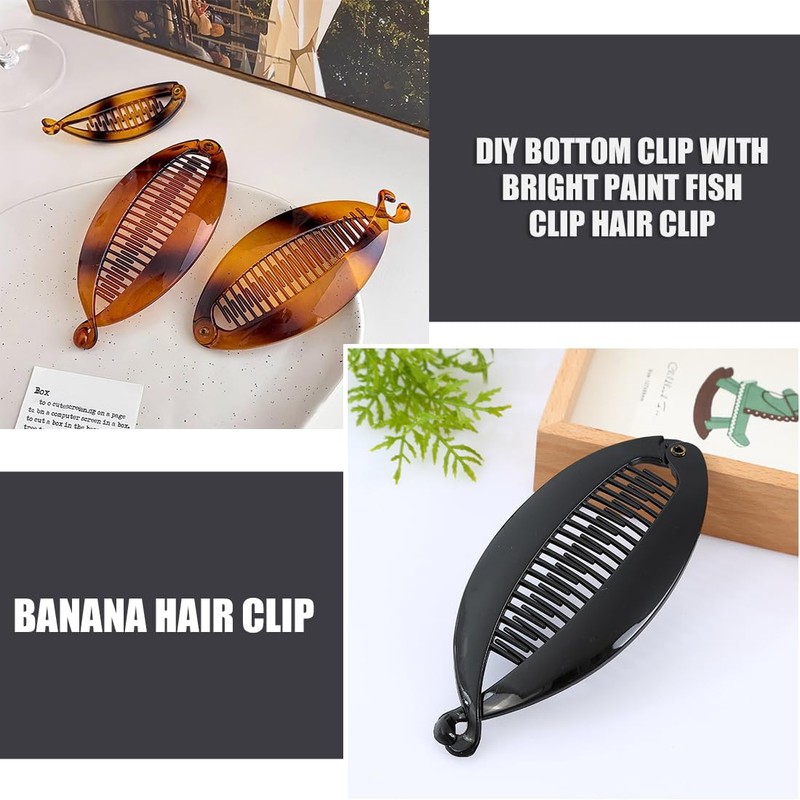4 Pack Vintage Fishtail Hair Clips French Banana Clips Ponytail