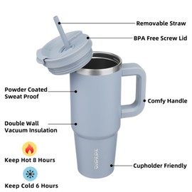 BJPKPK Tumbler With Handle 30 oz Stainless Steel Insulated Tumbler With Lid And Straw For Water Or Ice Coffee,Modern Blue