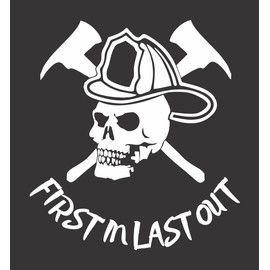Fireman Firefighter Skull First Last - Die Cut Vinyl Window Decal/Sticker for Car/Truck