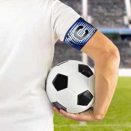 Ynaice Captains Armband, 2 Pcs Adjustable Elastic Sports Arm Bands Nylon Velcro Multicoloured Adult & Youths Football Soccer Captains Armband for All Sports |Blue