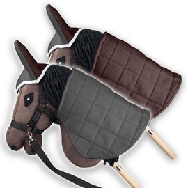 SKIPPI Hobby Horse Blanket and Ear Bonnet - Grey and Brown, Hobby Horse Accessories