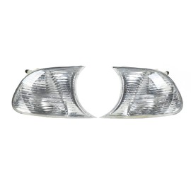 Car Front Corner Lights Clear Lens Turn Signal Lights for 3 Series E46 Coupe 1998‑2001 Replacement Left Right (White 63126904307 63126904308)