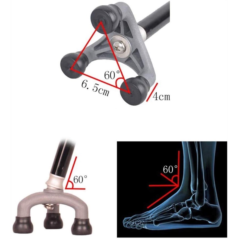 LED Light Crutch Adjustable Walking Wand Comfortable Grip Cane Stable