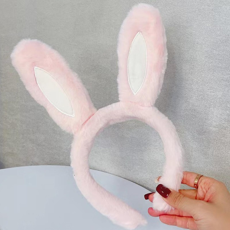 BORFUE 2Pcs Bunny Headband Rabbit Plush Ears Headband Rabbit Ears
