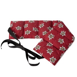 Cherry Stone Cushion 7 Chamber with Ribbon, 65 x 15 cm, Heat Cushion Back, Grain Cushion, Cherry Stone Cushion with Ribbons, Flower Edelweiss