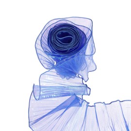 sourcing map 5.5" x 5.5 Yards Ruffle Pleated Organza Trim Iridescent Pleated Lace Trim Ribbon Sewing Lace Fabric Trim for DIY Craft Dress Clothing Wedding Gift Home Decoration, Sapphire Blue