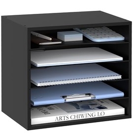 SUPEASY Organizador de Escritorio de Madera, Organizador de Archivos de Papel de 5 Niveles para Escritorio, Organizador de Escritorio de Madera, Clasi