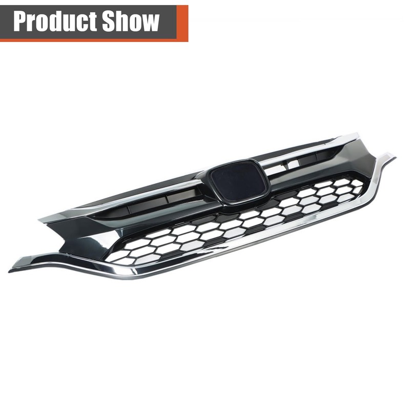 labwork Glossy Black with Chrome Front Upper Bumper Hood Grille