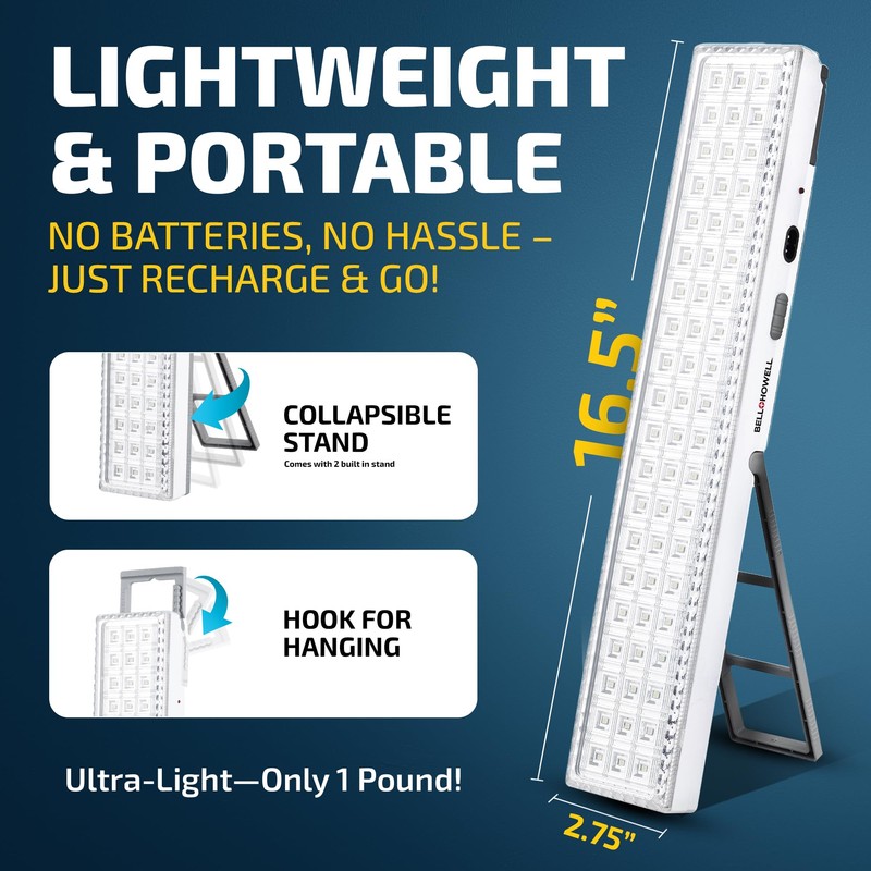 Bell+Howell Portable Light Bar, Rechargeable Lights for Home, Emergency Lights