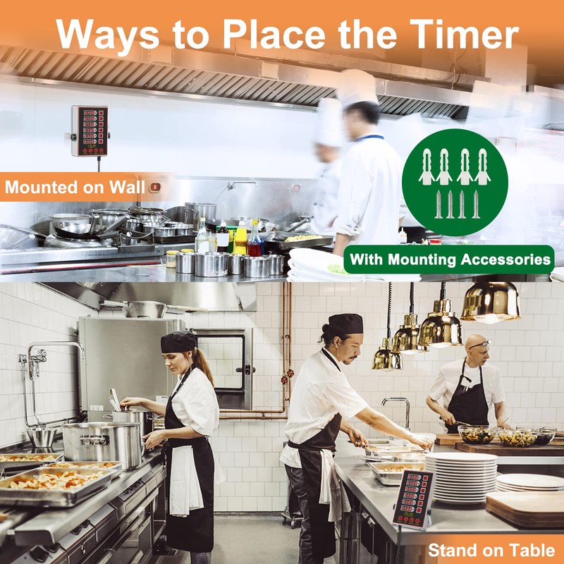 YOOYIST Kitchen Timers for Cooking – 6 Channel Commercial Kitchen
