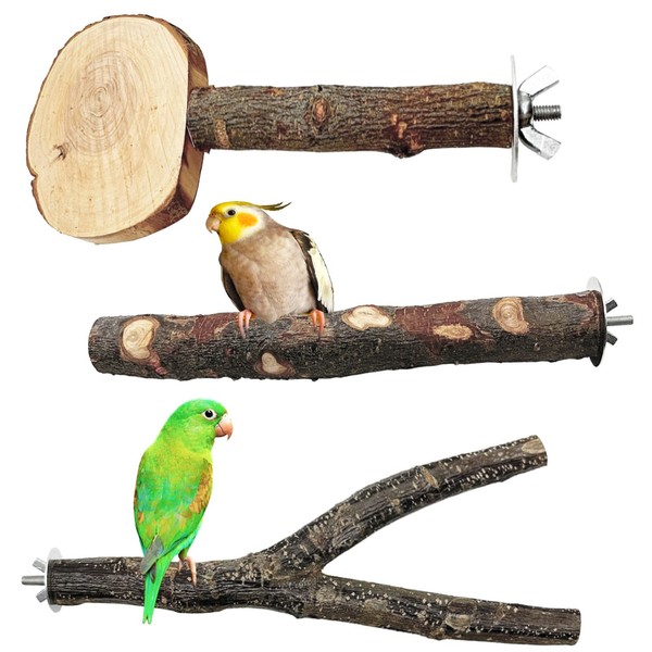 Natural Wood Bird Perch Wooden Parrot Perch Stand Platform Hanging