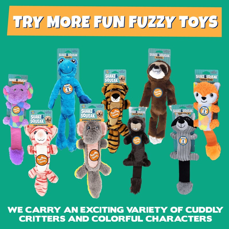 Pet Factory Shake & Squeak Critter Tugz Plush Dog Toy,