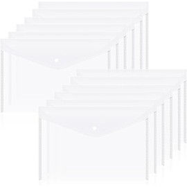 12Pcs A4 Clear Plastic Envelopes Transparent Poly Envelopes Clear Document Folder,Plastic Filing Envelope with Snap Button Closure,Plastic Envelopes Poly Envelopes Clear Document Folder File Folder