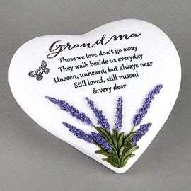 Thoughts Of You Heart Outdoor Memorial Plaque with Lavender design, Grandma