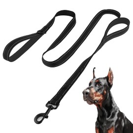 Mascretta Correa de Entrenamiento Para Perros Grandes. Extra Resistente de 1.5 metros con Doble Agarre. Perfecta para Hiking, Escalada de Montaña ,Correr y Pasear. Correa Bi-Grip Ultra Resistente y Ergonómica. Training Dog Leash. (Negro)