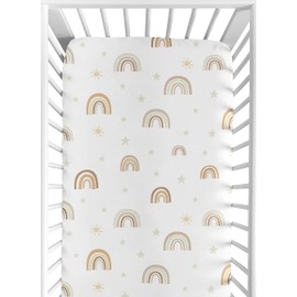 Sweet Jojo Designs Neutral Boho Rainbow Girl Boy Unisex Fitted Crib Sheet Baby or Toddler Bed Nursery - Mustard Yellow Pumpkin Orange Bohemian Sunshine Modern Vintage Beige Gold Taupe Tan