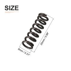 DTGN 1.2x8x25mm(DxODxL) Compression Spring - 10Pack - Good for Machinery - Spring Steel Extension Spring - Black