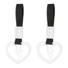 PATIKIL 2Pcs Broken Heart Shaped Car Handle Straps, Car Hanging Accessories Bumper Warning Ring Drift Charm for Auto Decor Interior Exterior Decoration, White