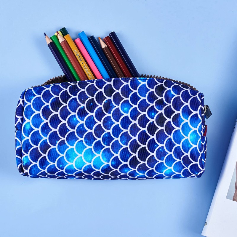 LParkin Mermaid Large Capacity Canvas Pencil Case Pen Bag Pouch