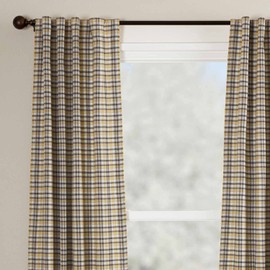 Piper Classics Morning Meadow Plaid Panel Curtains, Set of 2 Panels, 84" Long, Cozy Brushed Cotton in Shades of Brown, Gray and Mustard Yellow, Primitive Farmhouse Autumn Decor