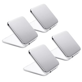 Compact Mirror for Purse, Metal Square Shell, Double-Sided 1X/2X Magnifying, Portable Travel Makeup Mirror, Mini Pocket Mirror, Silver, 4 Packs