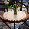 URROMA Round Doilies Linen 60x60cm Beige Tablecloth Lace Trim Coffee