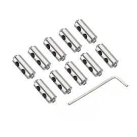 PATIKIL 18x8mm Wire Rope Clips Set, 3.6mm Hole 10 Pcs Steel Double Holes Lock Cable Clamps Clip with M4x0.7 Hexagon Screws Spanner for Cable DIY, Silver