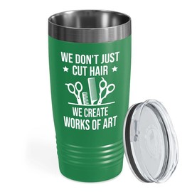 Flairy Land Hair Stylist Green Edition Ringneck Tumbler 20oz - Create Works of Art - Hair Stylist Gift Beautician Hairdresser Salon Barber Hairdo Cosmetoloist Scissors Blower