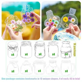 40PCS Transparent Dried Flower Bookmarks, 2024 New Clear DIY Bookmarks for Dried Flowers, Easy DIY Dried Flower Bookmark Making kit Gifts for Book Lovers (40Pcs Bookmarks-Set E)