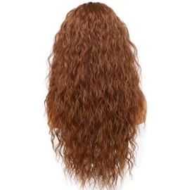 Sapphirewigs Curly Headband Wig Brown Long Synthetic Wig Loose Water Wave Headband Wigs for Women Glueless 150% Density 66 cm