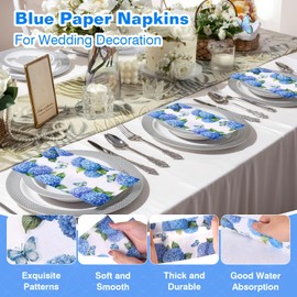 100Pcs Hydrangea Paper Napkins, Bathroom Napkins Guest Disposable