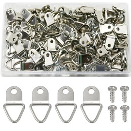 PrimeBlis Triangle Hanging Can, Wall Hanging Hooks, Set of 100, Wood Screws Included, Hanging Hardware, Hanging Bracket, Framing Tool, Triangular Hanging Can, Exhibition Paintings / Crafts (Silver,