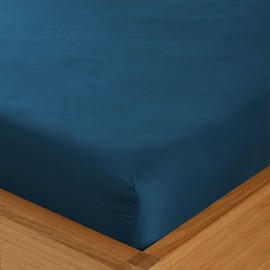 Single Fitted Sheet - 90 x 190cm with 30cm Deep Pocket, Soft Brushed Microfibre, Wrinkle-Free, Easy Care, Fade & Shrink Resistant by MAGNA COLLECTION (Navy, Single)