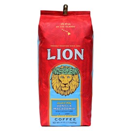 Lion Coffee, Arabica Coffee Beans, Light Roast Whole Bean Coffee, Vanilla Macadamia Flavor, A Taste of Aloha, 24 Ounce Bag
